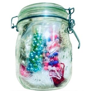 Mystery Bead Jar Assorted Beads for Crafting Jewelry Glass Wood Asst Colours